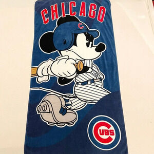 Chicago  Cubs MLB Mickey Mouse Baseball Beach Towel 56.5 x 29.5 FLAWS